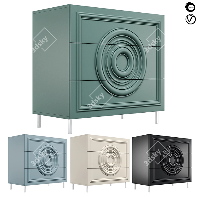 Modern 4-Drawer Chest of Drawers 3D model image 1