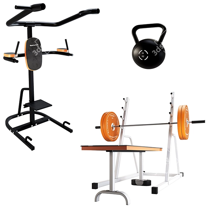 Realistic 3D Gym Equipment Model 3D model image 7