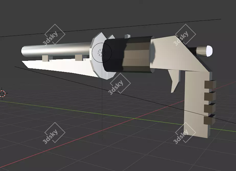 Low Poly Gun with Knife - Compact and Versatile 3D model image 1