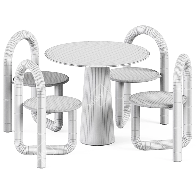 Elegant Table and Chair Set 3D model image 2