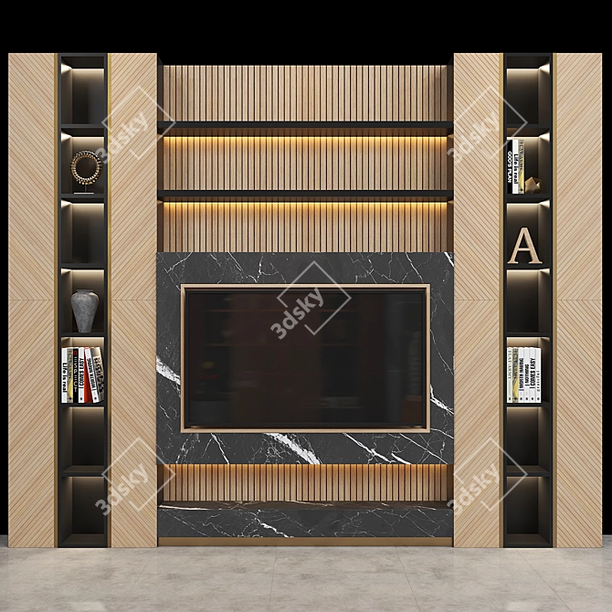 Modern TV Wall Set 02 3D model image 1