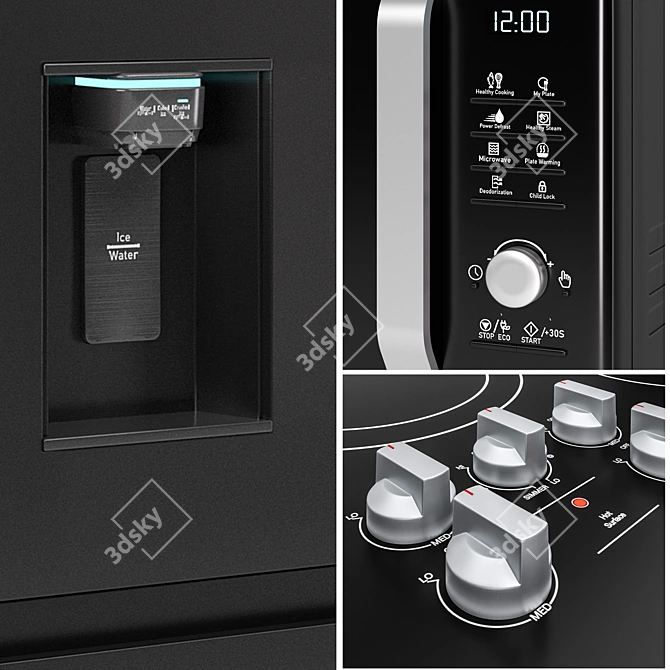 SAMSUNG 22.2CuFt Smart Kitchen Appliance 3D model image 2