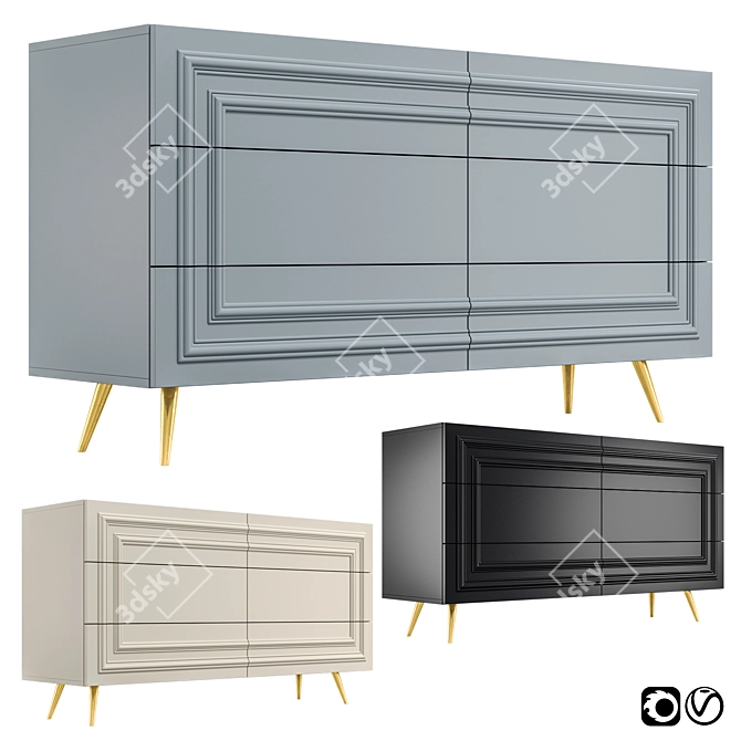 Multifunctional Chest of Drawers TSR2: Stylish Storage Solution 3D model image 1