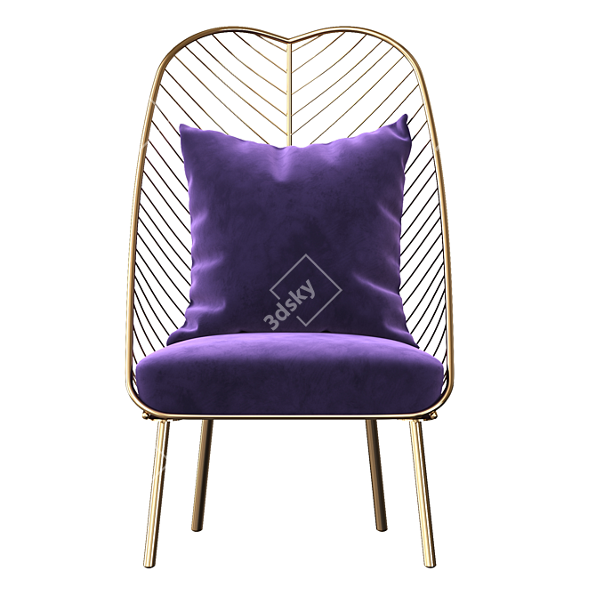 Sleek Steel Butterfly Chair 3D model image 2