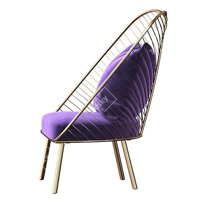 Sleek Steel Butterfly Chair 3D model image 3