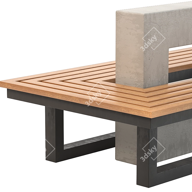 Modern Urban Bench: Sleek Design 3D model image 2