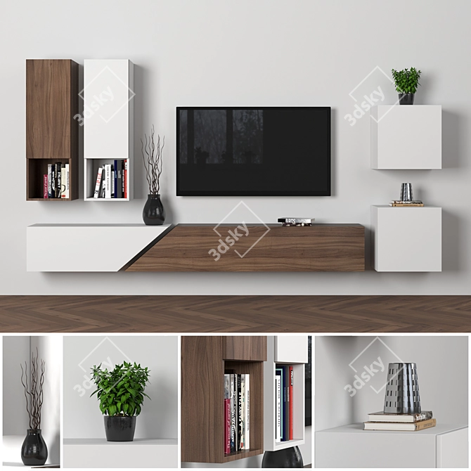 Versatile Modular TV Wall Unit 3D model image 1