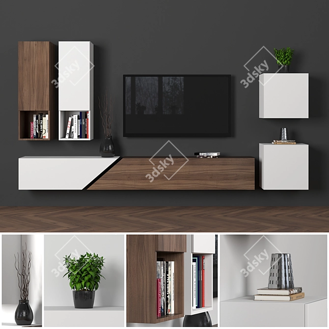 Versatile Modular TV Wall Unit 3D model image 2