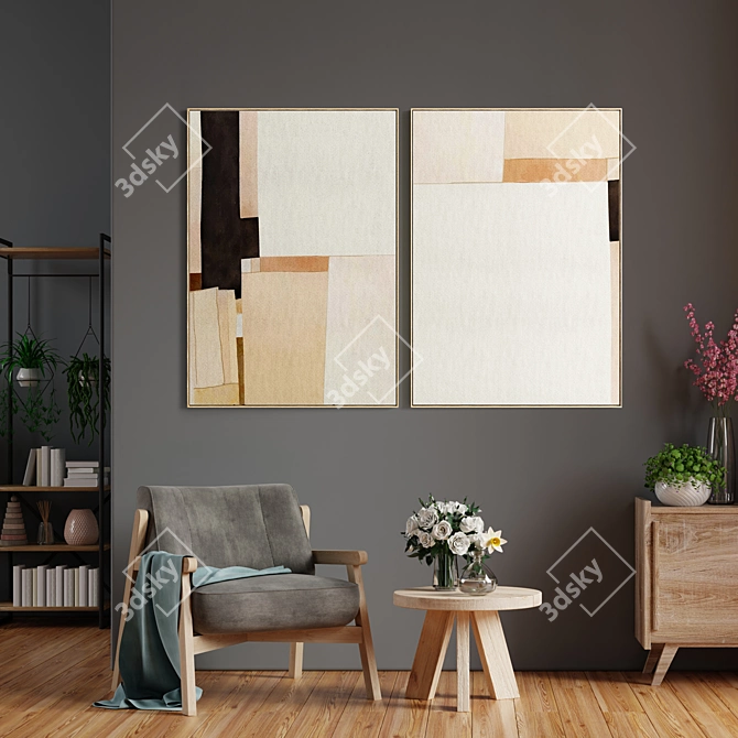 Modern Abstract Photo Frame Set 3D model image 2