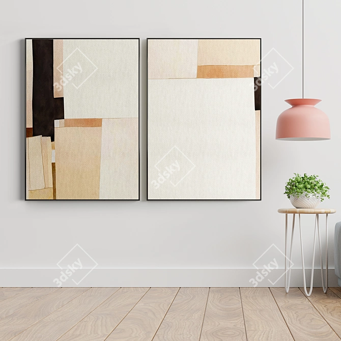 Modern Abstract Photo Frame Set 3D model image 3