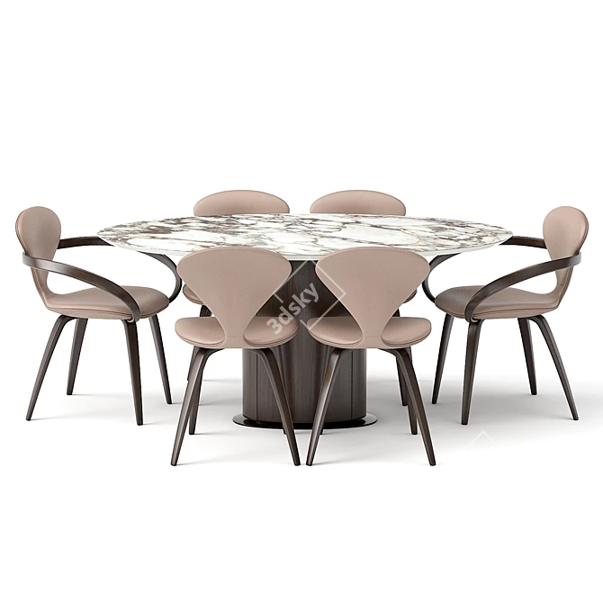 Apriori ST3 Oval Table Set 3D model image 1