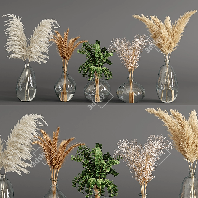Dried Plant and Pampas Bouquet 3D model image 1