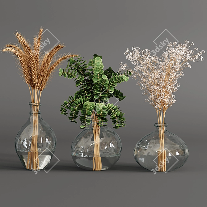 Dried Plant and Pampas Bouquet 3D model image 3