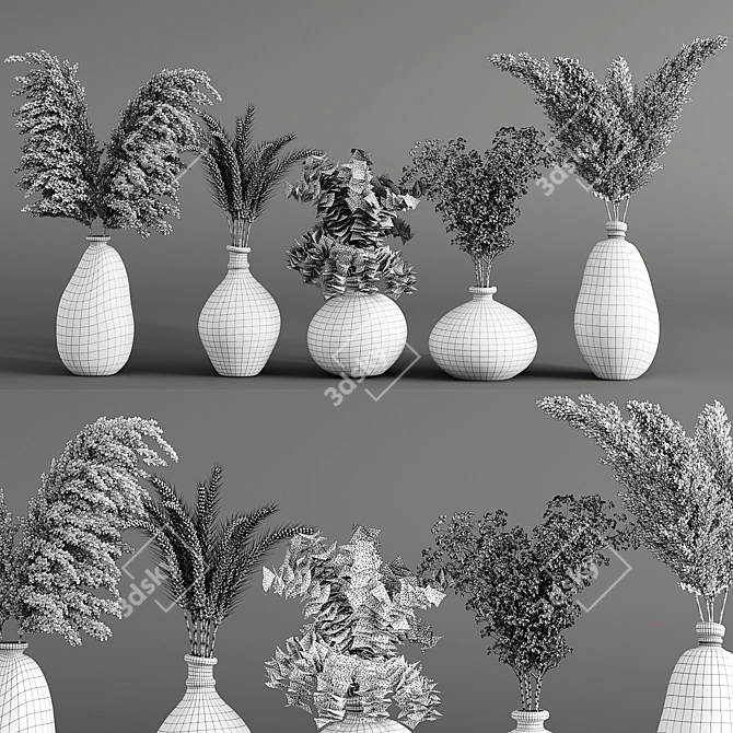 Dried Plant and Pampas Bouquet 3D model image 4