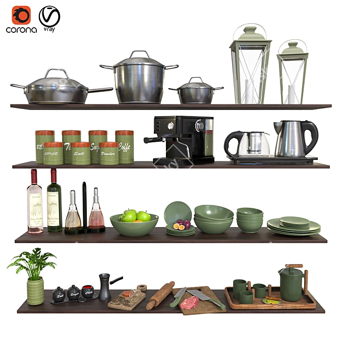 Modern Kitchenware Set 2015 3D model image 1