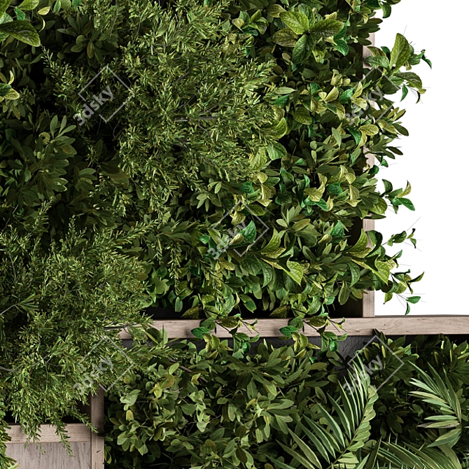 Wood Frame Vertical Garden: Wall Decor 3D model image 3