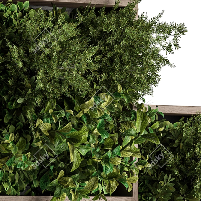 Wood Frame Vertical Garden: Wall Decor 3D model image 4