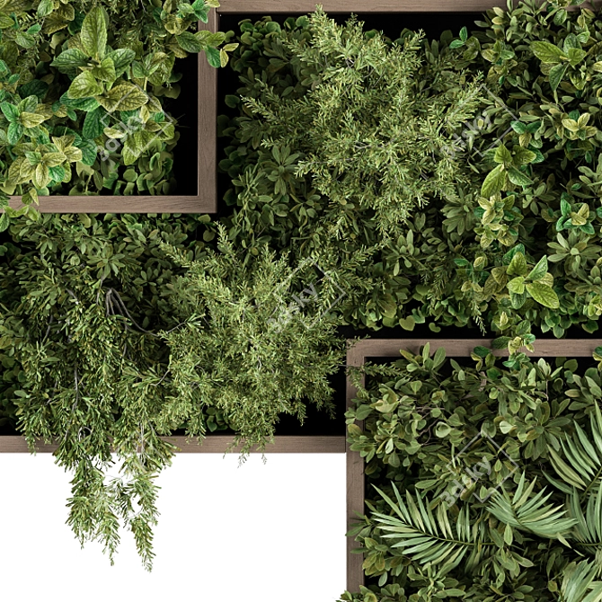 Wood Frame Vertical Garden: Wall Decor 3D model image 5