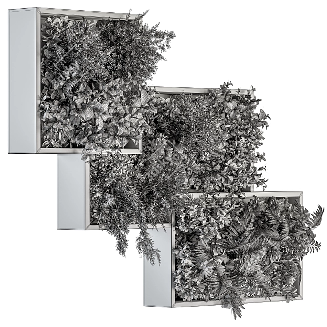 Wood Frame Vertical Garden: Wall Decor 3D model image 6