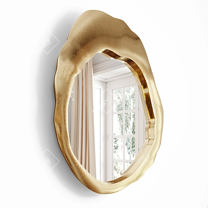 Elegant Gold Miller Mirror 3D model image 2