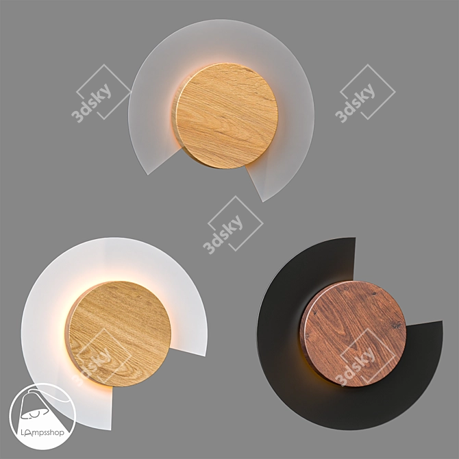 Wooden Caple Wall Sconce: Elegant and Natural 3D model image 1