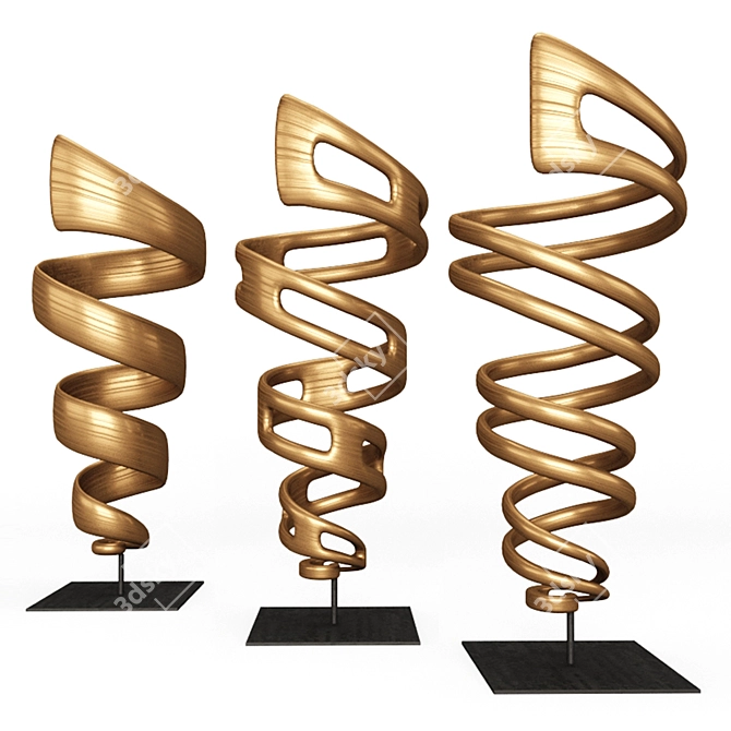 Golden Elegance Metal Art 3D model image 2