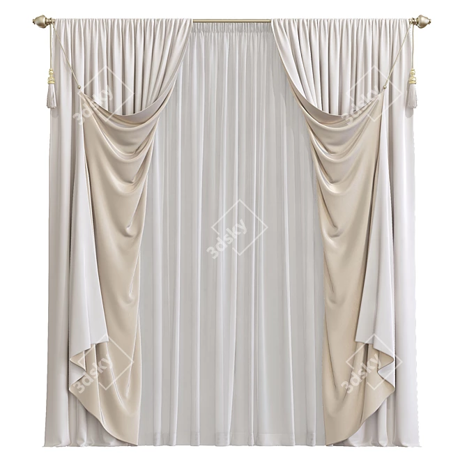 Elegant Window Drapes 3D model image 1