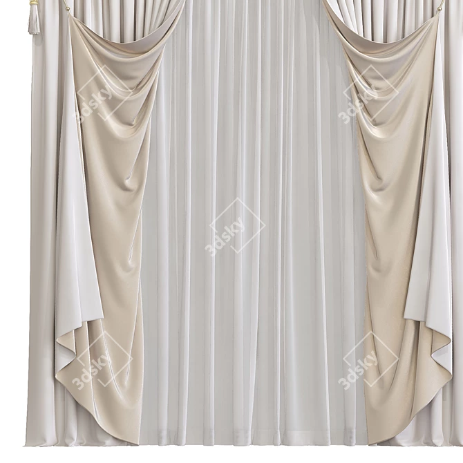 Elegant Window Drapes 3D model image 2