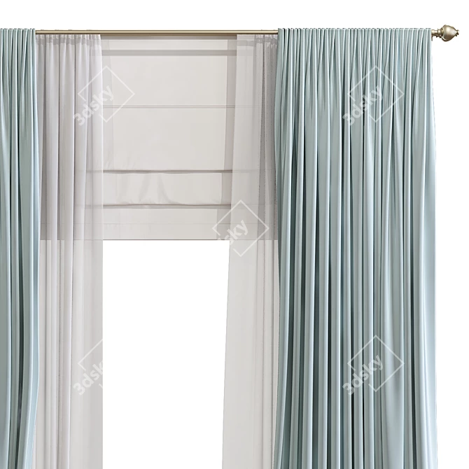 Refined Drapes: Curtain 917 3D model image 3