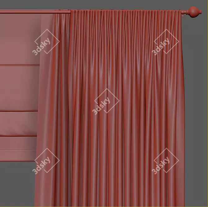 Refined Drapes: Curtain 917 3D model image 4