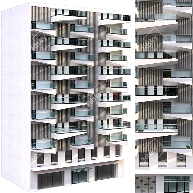 Parametric Designed Residential Building 3D model image 1