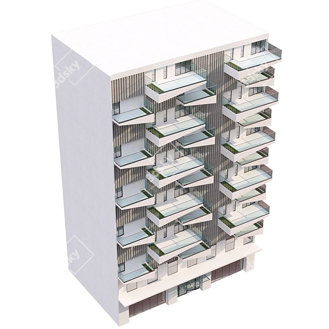 Parametric Designed Residential Building 3D model image 4