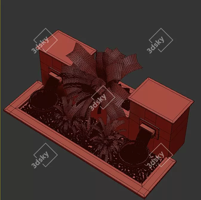 Sculptural Roof Garden Fountain 3D model image 4