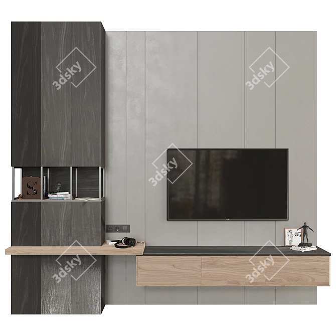 Modern TV Wall Unit Set 3D model image 1