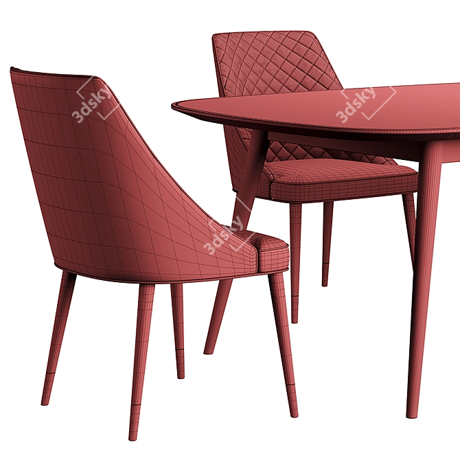 Mido Konyshev Chair & HER 042 G Table Combo 3D model image 6