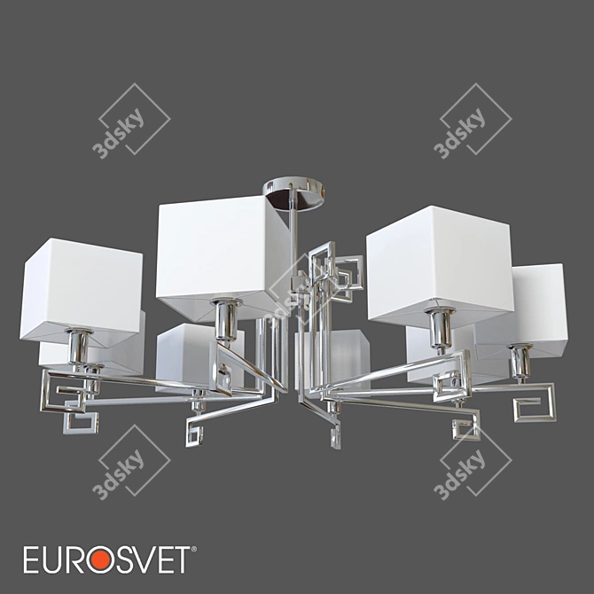 Modern Square Lampshade Chandelier 3D model image 1