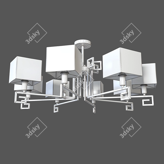 Modern Square Lampshade Chandelier 3D model image 2