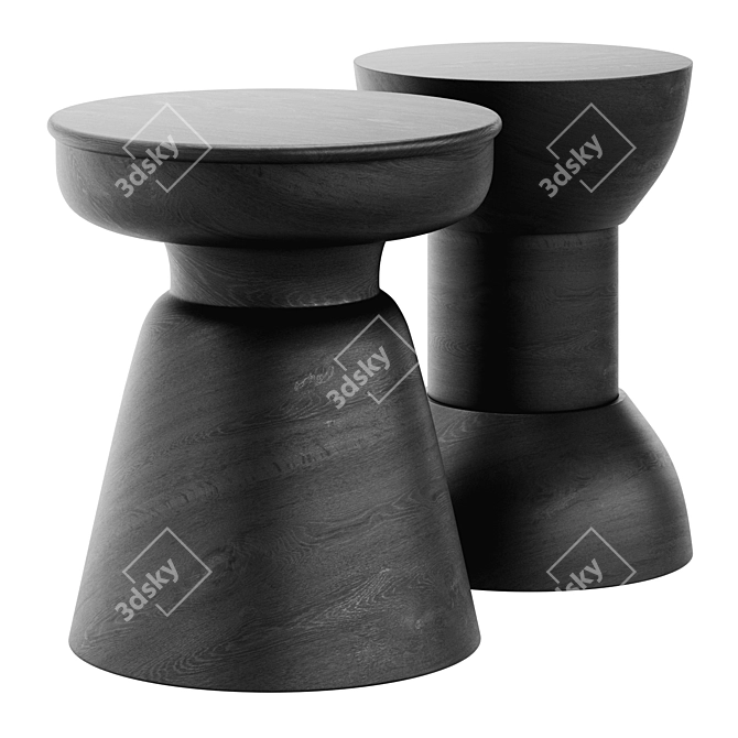 Sage Wisdom Stool: Matte Black 3D model image 1