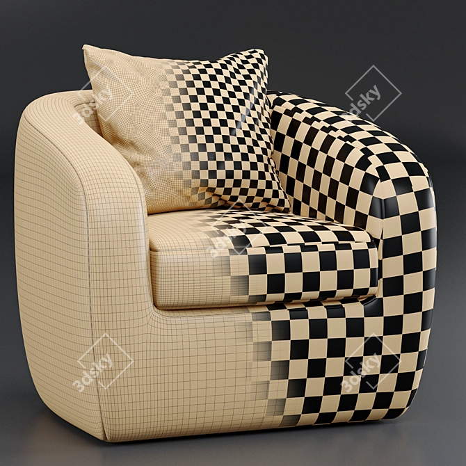 Cozy Jasper Boucle Swivel Armchair 3D model image 4