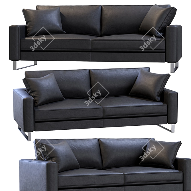 Modern Slide Leather Sofa 3D model image 4