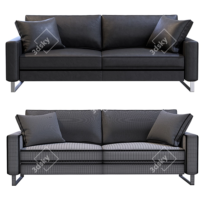 Modern Slide Leather Sofa 3D model image 5