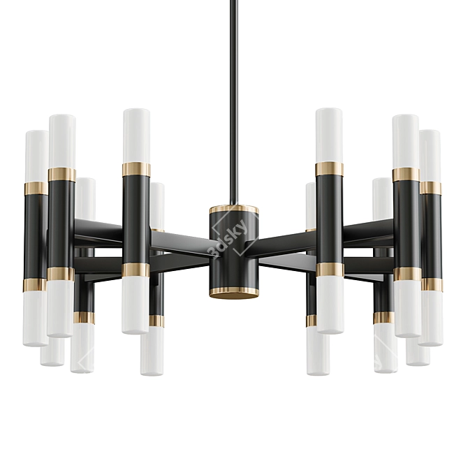 Modern Black LED Chandelier 3D model image 2