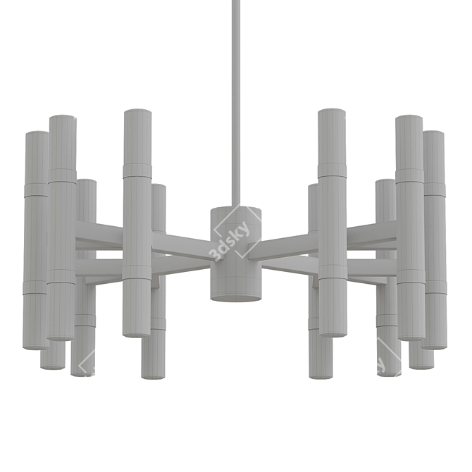 Modern Black LED Chandelier 3D model image 4