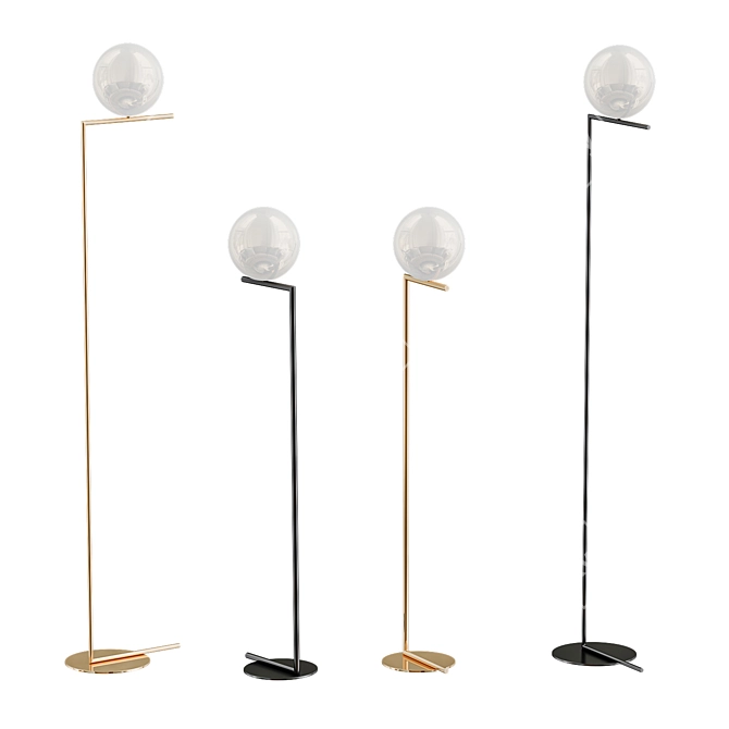 Sleek Brass IC Floor Lamp 3D model image 1