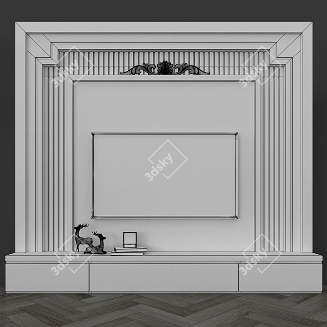 Sleek TV Wall Set with 65" Display 3D model image 4
