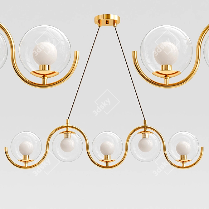 Modern Brass Linear Chandelier 3D model image 1