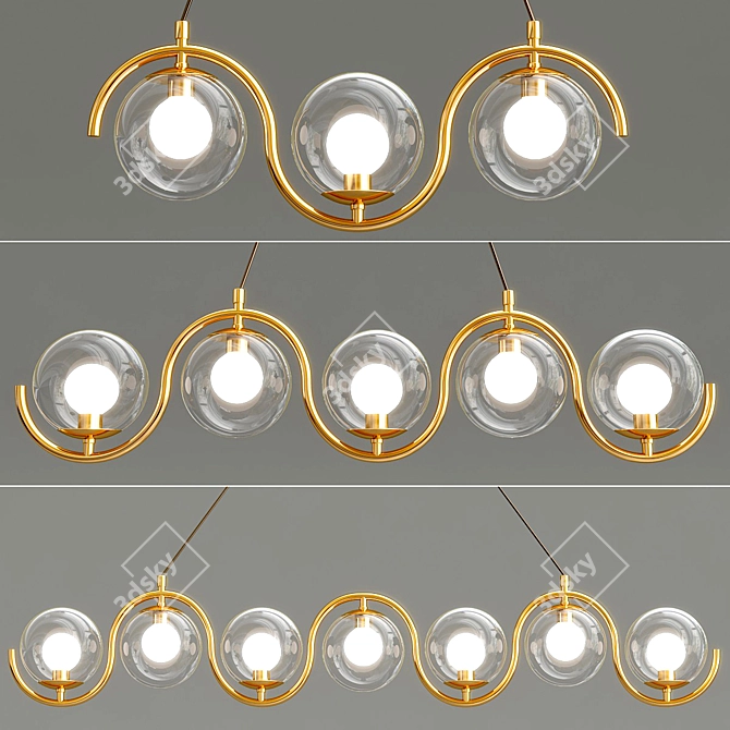 Modern Brass Linear Chandelier 3D model image 2