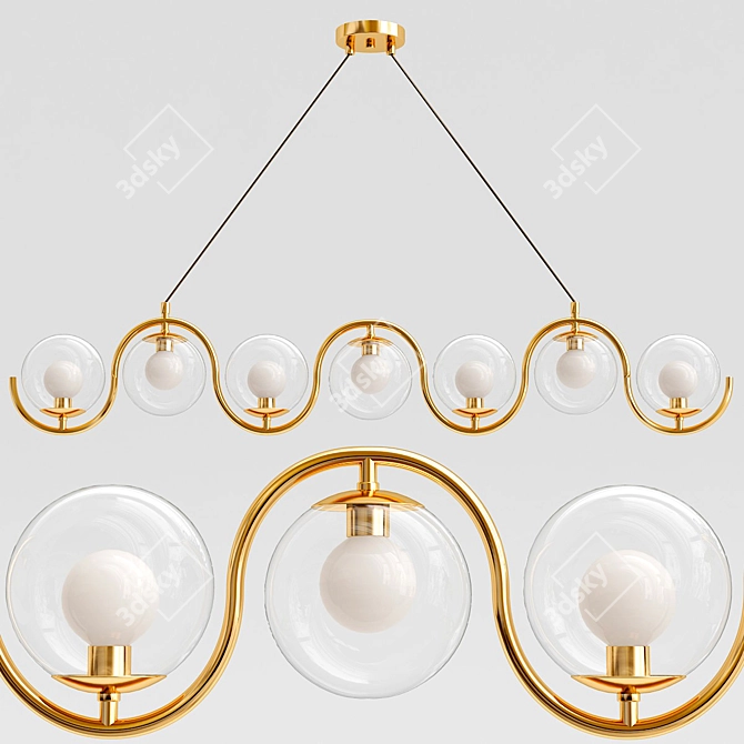 Modern Brass Linear Chandelier 3D model image 3