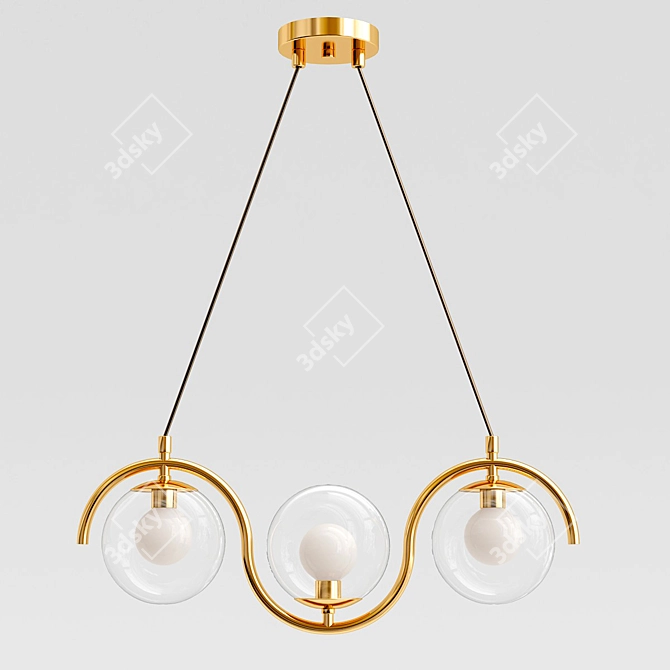 Modern Brass Linear Chandelier 3D model image 4