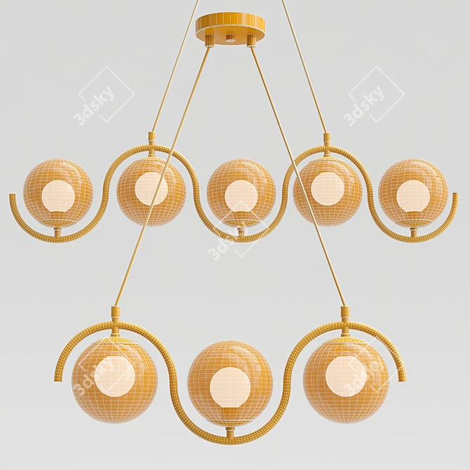 Modern Brass Linear Chandelier 3D model image 5